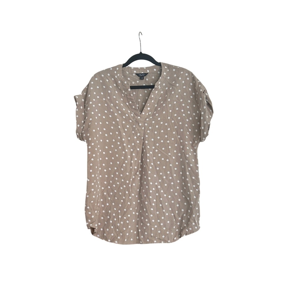 RACHEL Rachel Roy Polka Dot Blouse Sz L Coastal Quiet Luxury‎ Normcore Classic